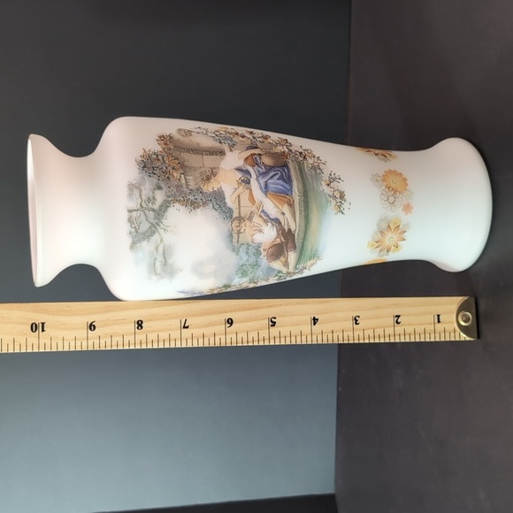 Vintage Satin Glass Vase with an 18th Century Motif. - Picture 8 of 8